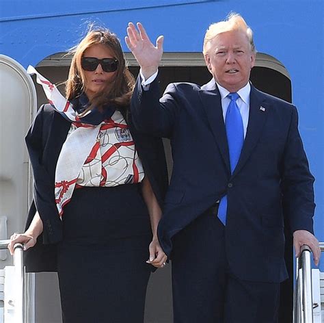 Melania Trump Arrives in London Wearing a Burberry Blouse